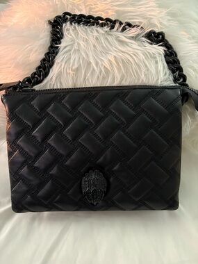 Kurt Geiger Black Quilted Shoulder Bag with Chain Strap